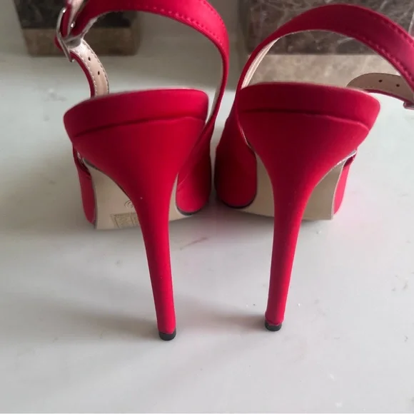 Amazon Red Pointed Toe Stiletto Slingback Heels - Picture 4 of 5